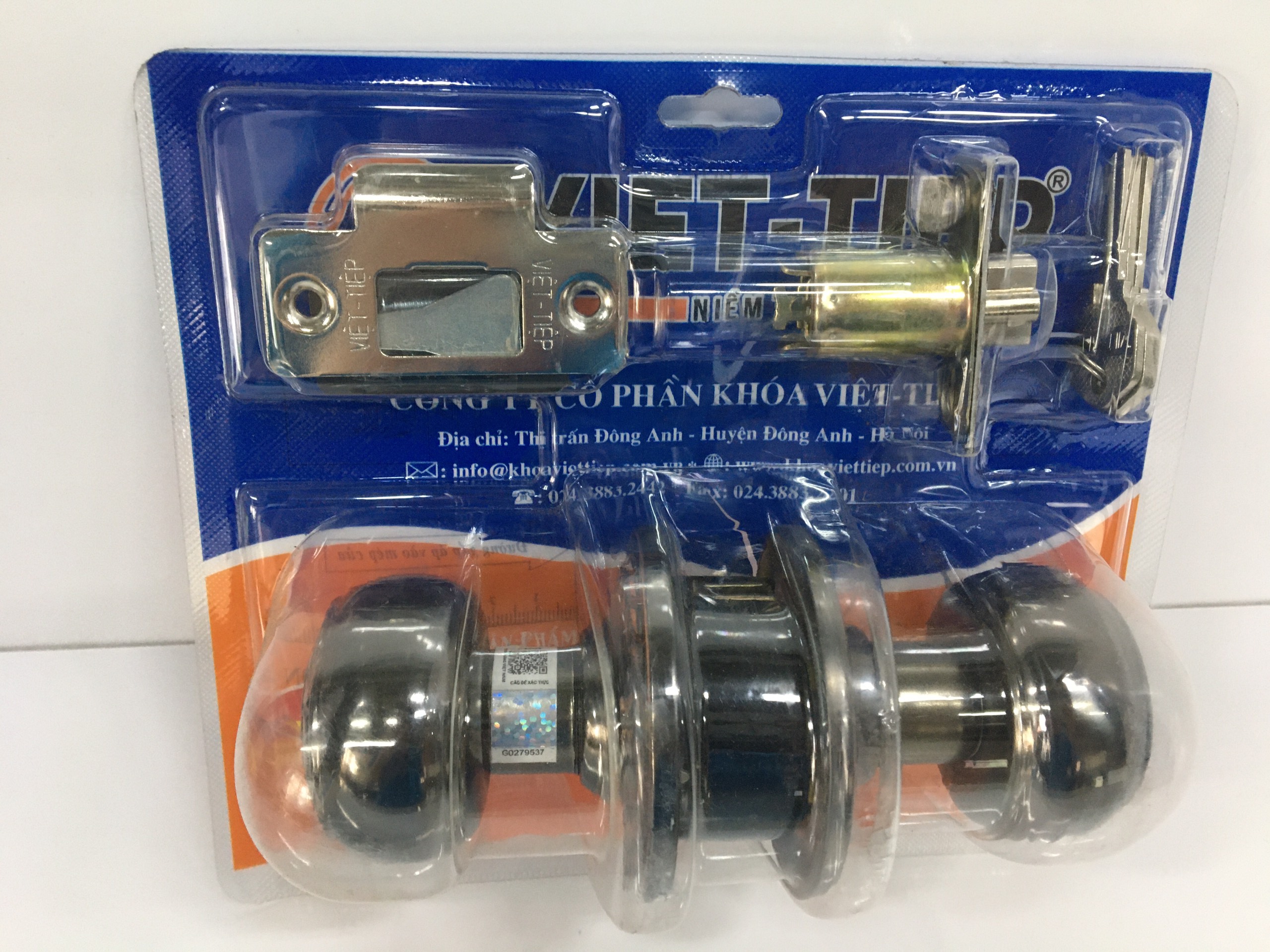 Ổ khóa cửa tay nắm tròn Việt Tiệp 04204 cò dài / cò ngắn, làm từ hợp kim thép inox màu đen vàng dành cho các loại cửa thông phòng chất liệu gỗ, nhôm, sắt,...