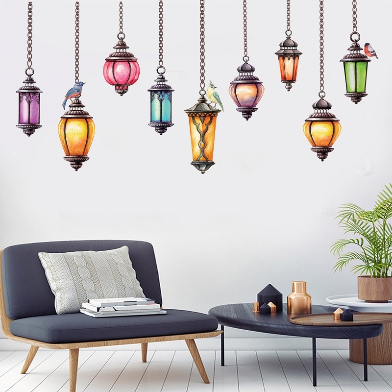 Decal dán tường Dây bóng đèn 6 Trang trí quán đẹp