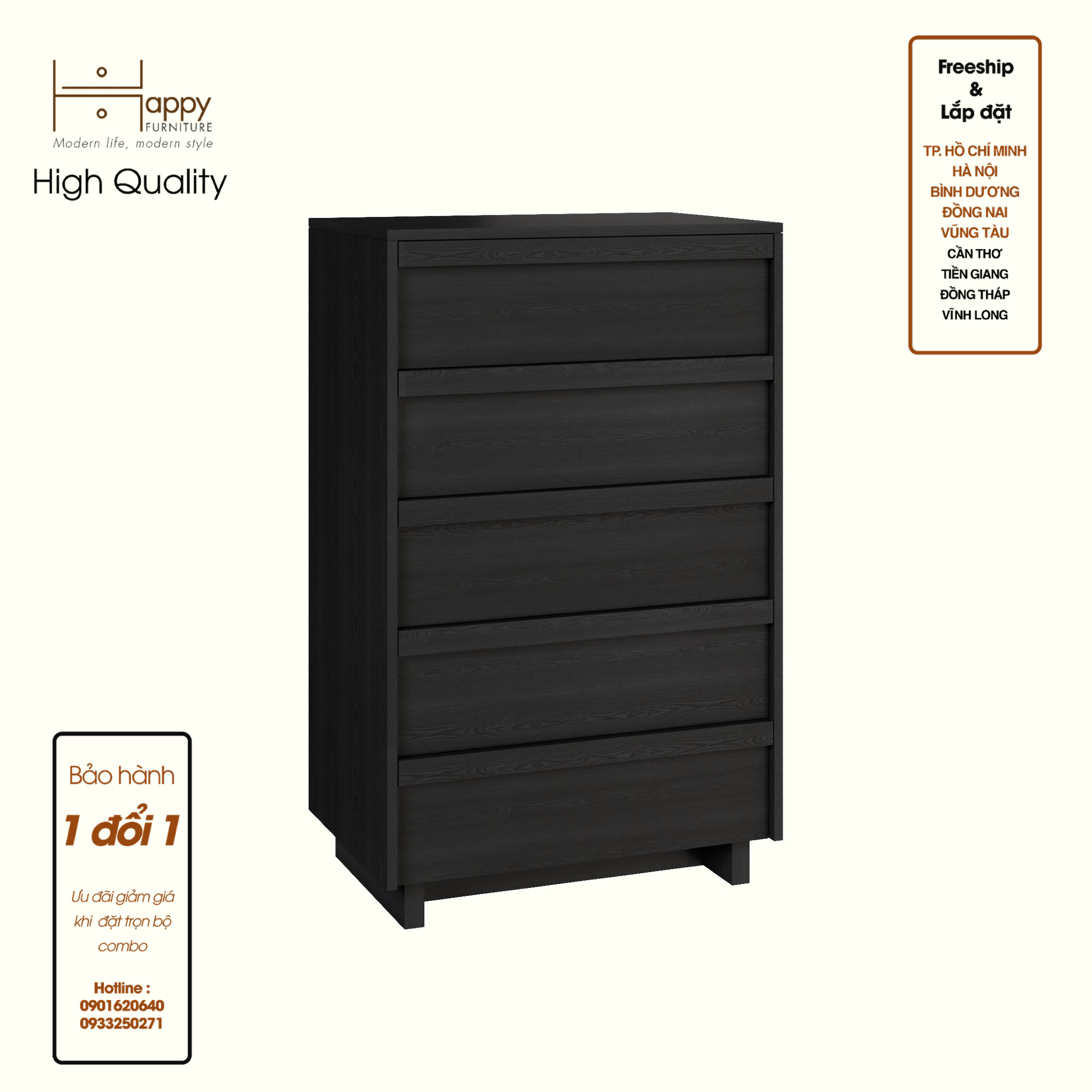 [Happy Home Furniture] MAVIS, Tủ đựng đồ 5 ngăn kéo , 70cm x 45cm x112cm ( DxRxC), THK_144