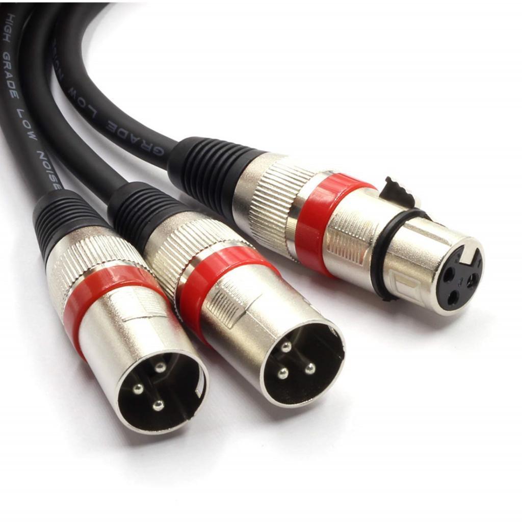 2X XLR Splitter Female To Dual Male 3- Cable Microphone Audio Adapter