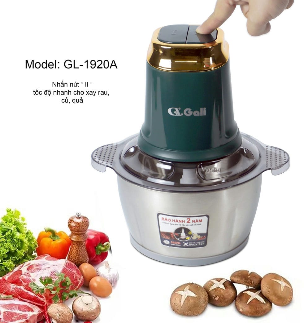 Máy xay thịt Gali GL-1920A Dung tích 2 Lít, Motor 100% bằng đồng, có 2 tốc độ xay. Hàng chính hãng chất lượng cao, bảo hành 24 tháng