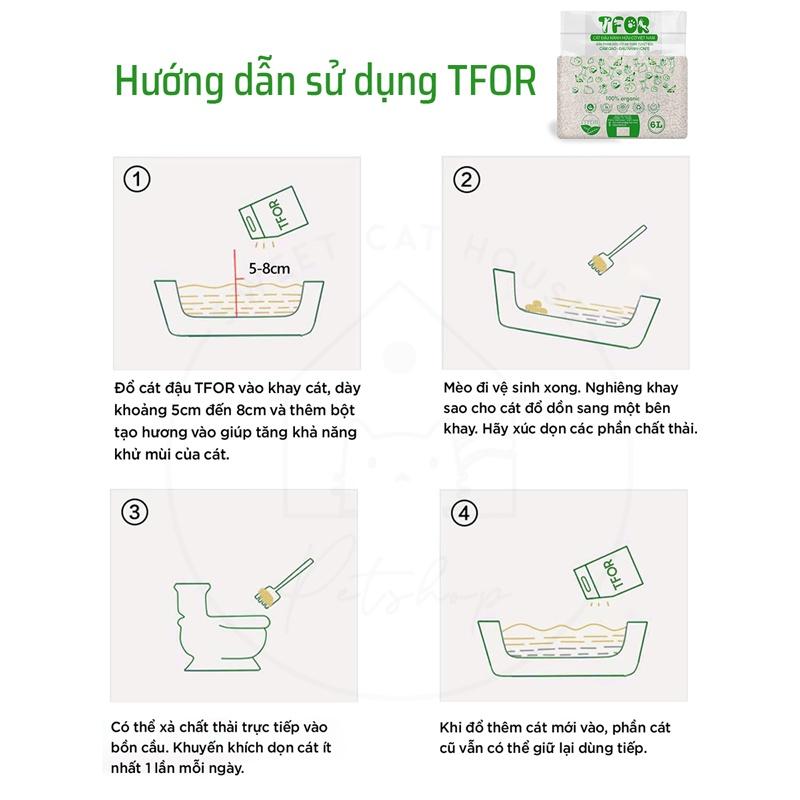 Cát vệ sinh cho mèo TFOR 6L cát đậu nành hữu cơ có thể xả bồn cầu an toàn bảo vệ môi trường