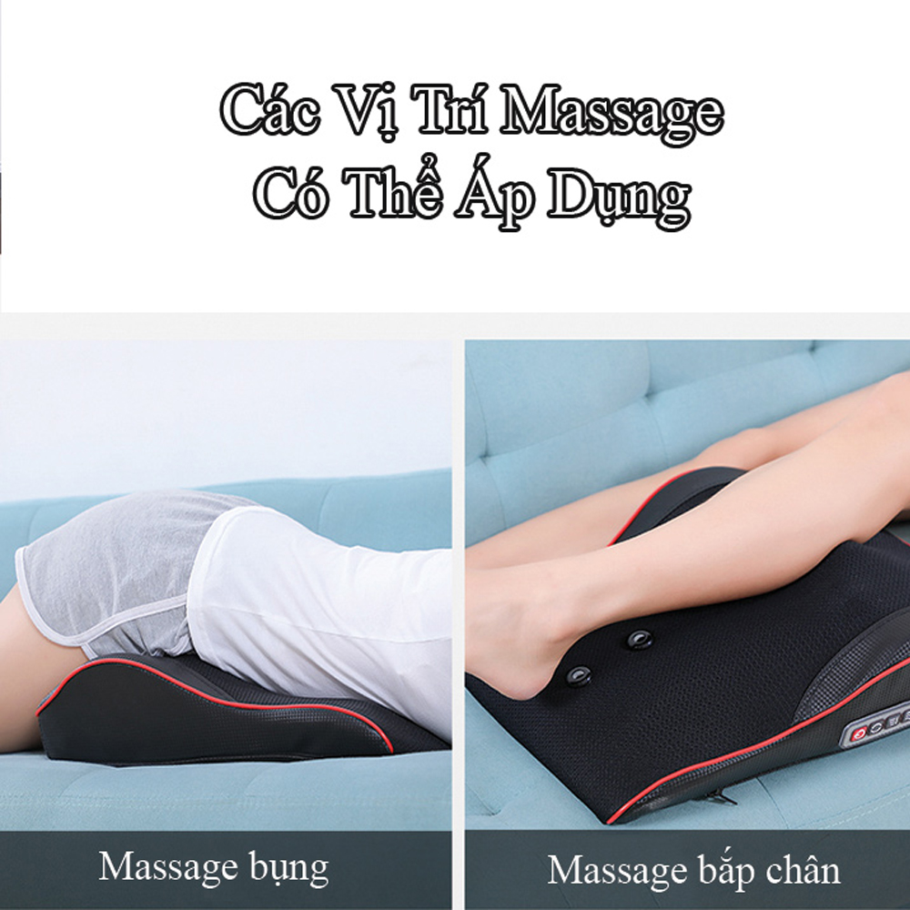 Gối Massage Đa Năng, Máy Mát xa Toàn Thân Nhiệt Hồng Ngoại - Chuyên Sâu Cho Cổ, Vai Gáy, Lưng Dưới, Đùi, Chân - Sử Dụng Tại Nhà, Văn Phòng, Trên Ô Tô - Quà Tặng Cho Bạn Bè, Người Thân- Hàng Nhập Khẩu