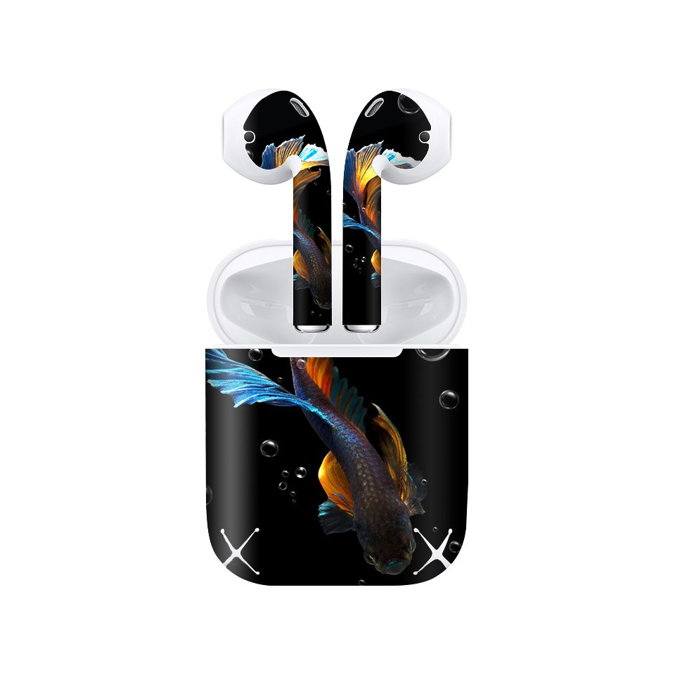 Miếng dán skin chống bẩn cho tai nghe AirPods in hình Cá chọi betta - bet004 (bản không dây 1 và 2