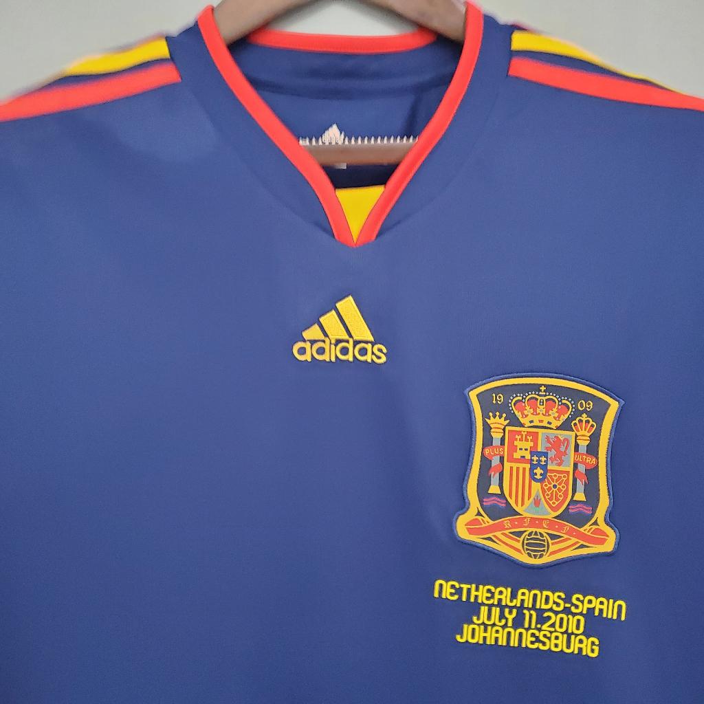 Áo Bóng Đá Retro Tuyển Tây Ban Nha 2010 - Sân Khách bản cao cấp vải Cotton Polyester