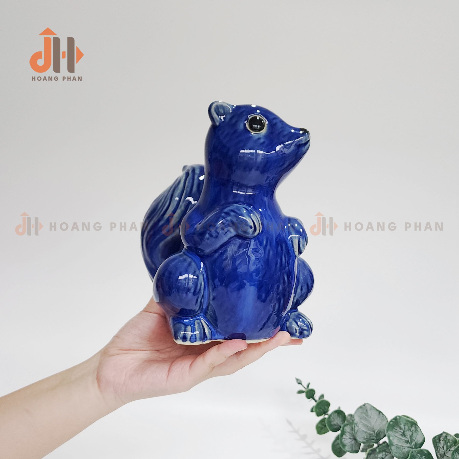 Sóc gốm lam trang trí tiểu cảnh