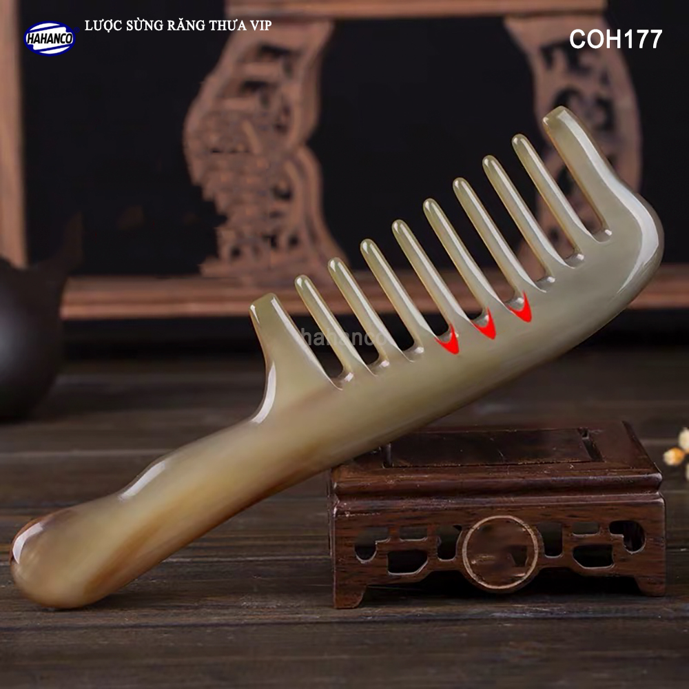 Lược sừng răng thưa xuất Nhật hàng VIP COH177 - Cho tất cả các loại tóc /xoăn /xù /rối - Chăm sóc tóc