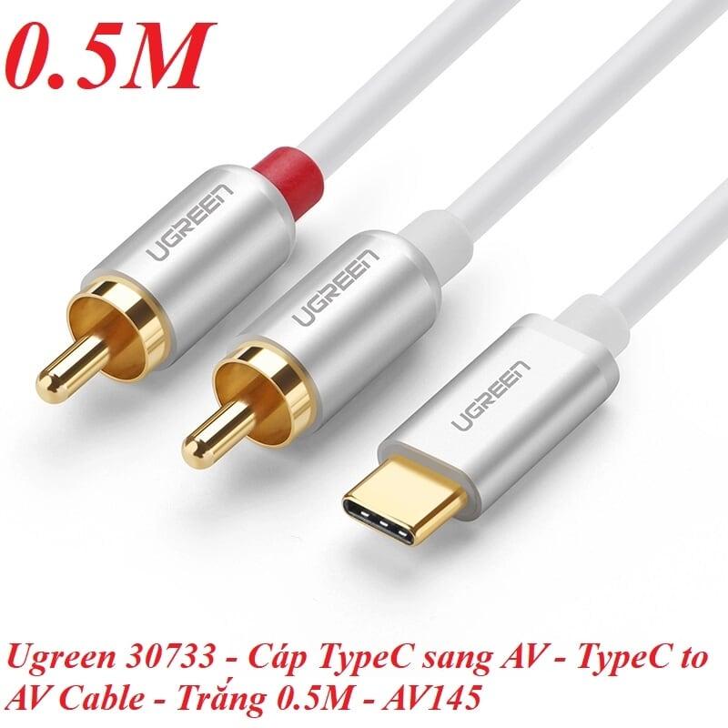 Ugreen UG30733AV145TK 0.5M màu trắng Dây chuyển đổi USB-C sang 2RCA có chipset - HÀNG CHÍNH HÃNG