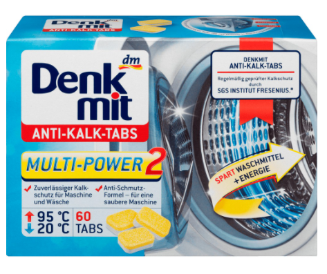 Hộp 60 viên tẩy lồng máy giặt Denkmit, viên tẩy giặt siêu sạch, viên tẩy máy giặt, hiệu quả, an toàn, nhập Đức
