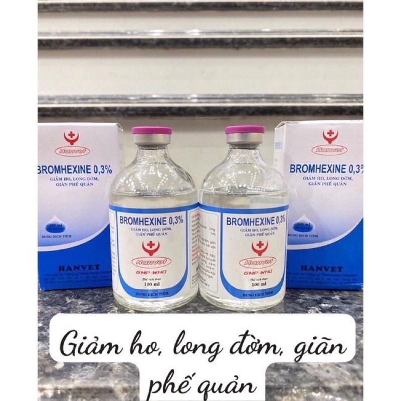 1 lọ BROMHEXIN 0,3% giảm ho long đờm trên trâu bò lợn gà chó mèo