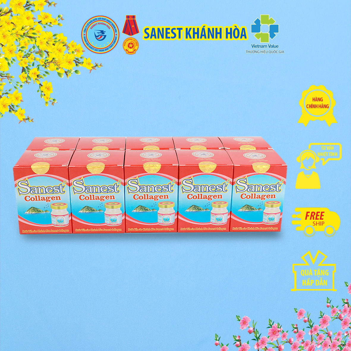 Nước Yến sào Khánh Hòa Sanest Collagen đóng lọ 70ml