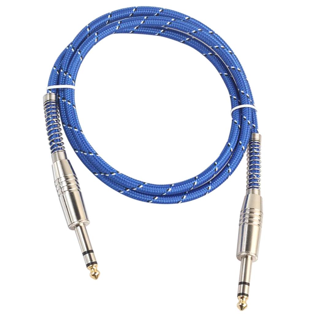 2xBass Guitar 6.35mm Stereo Male to Male Audio Cable Nylon Braided Cable 1m