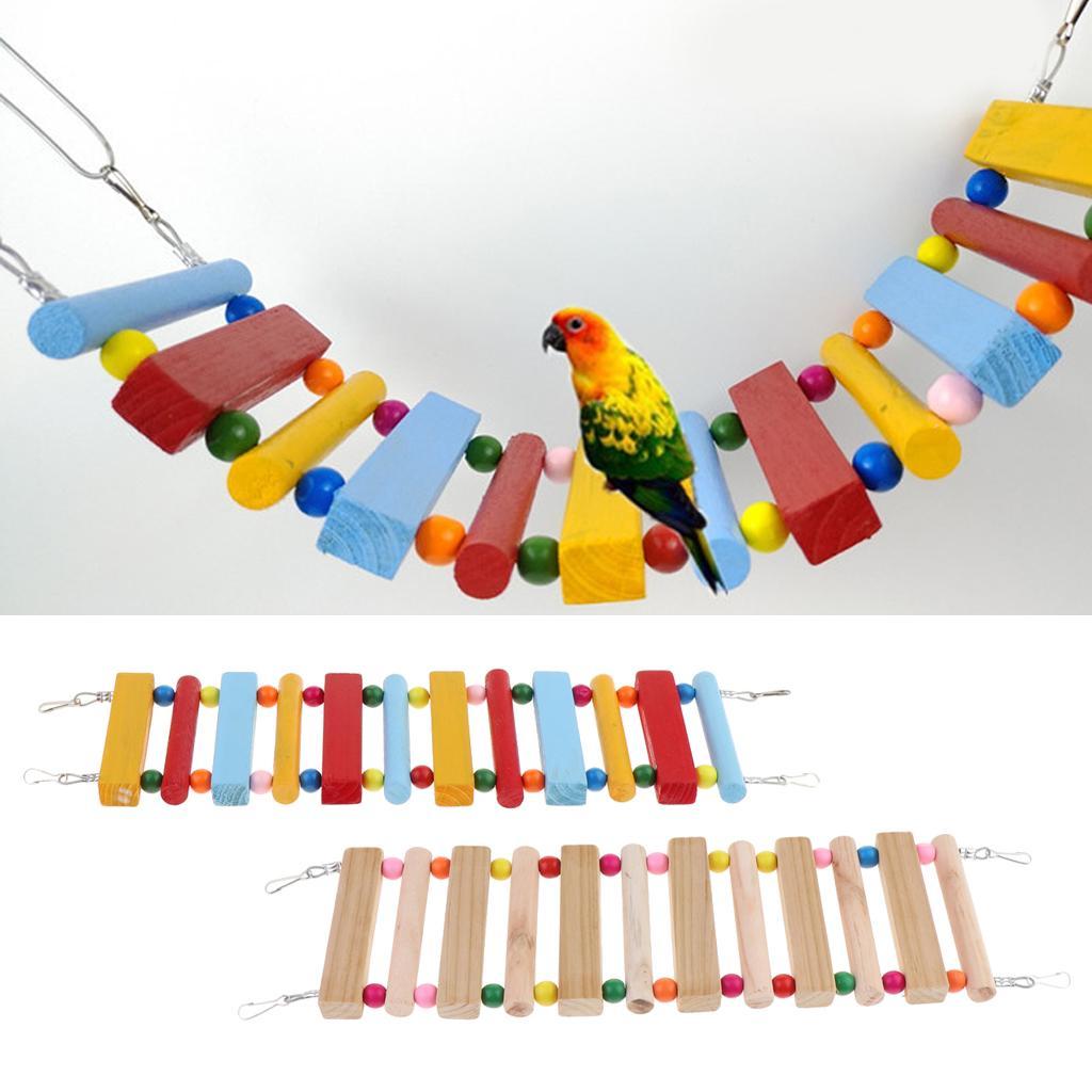 Bird Toys Wood Bird Ladder Step Parrot Ladder Swing Training Bridge Colorful