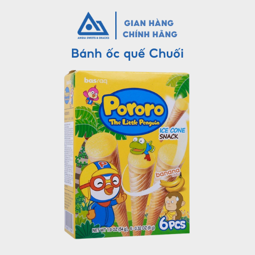 Bánh kem ốc quế Pororo Hàn Quốc 54g, bánh ăn vặt cho bé đủ vị chuối socola dâu sữa chua An Gia Sweets Snacks