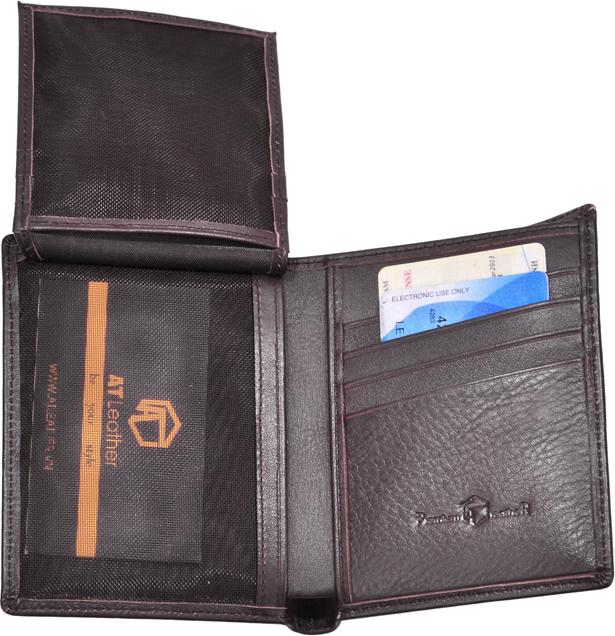 Ví Da Nam AT Leather 051 (11.5 x 9.5 cm) - Nâu