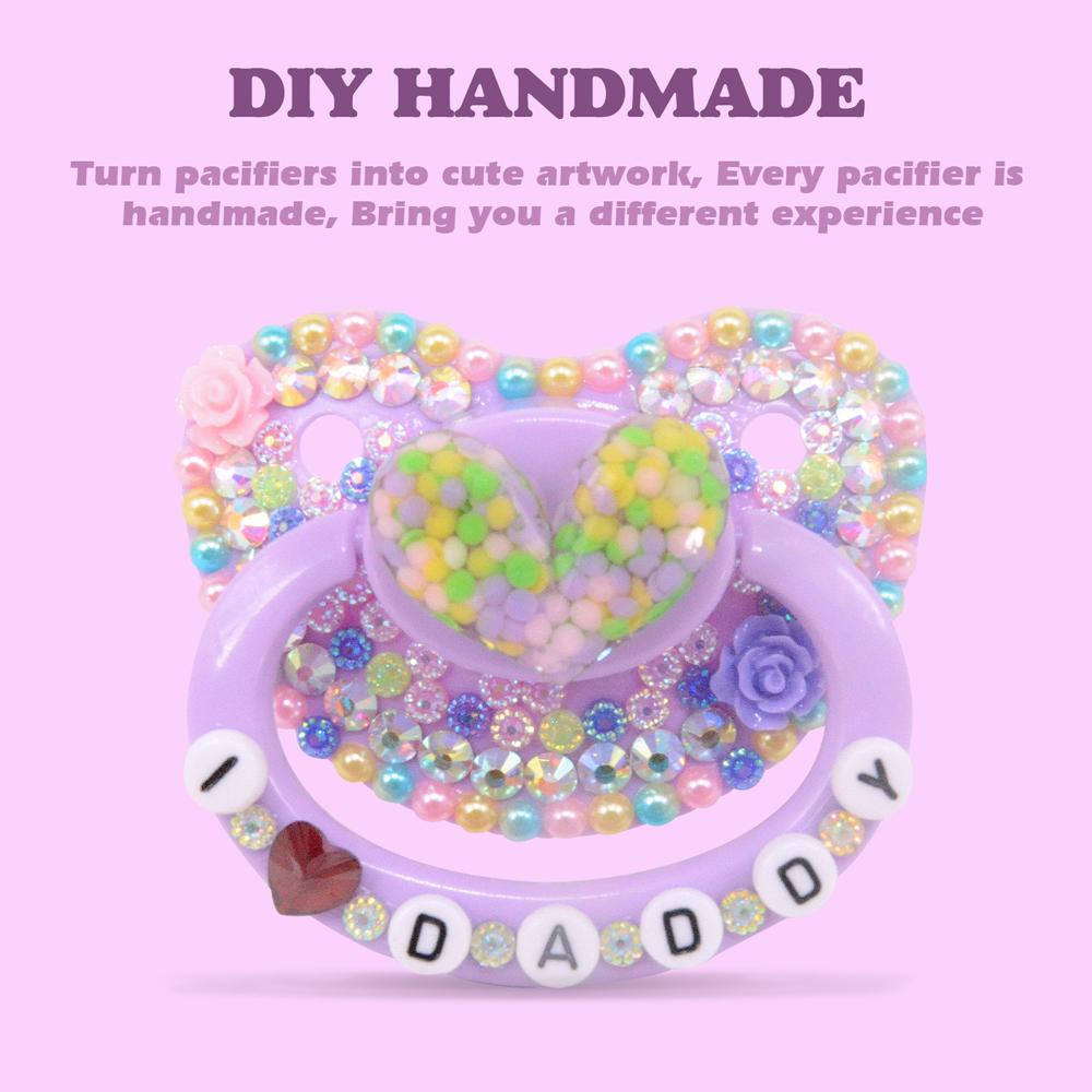 ABDL Trưởng Thành Bbay Kích Thước Núm Vú Giả 100% Handmake Trưởng Thành Cho Em Bé Lắc Hoa Văn Dễ Thương DDLG Núm Vú Giả Bố Giả Dom Tã
