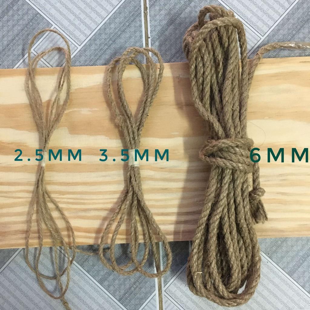 10m mét dây thừng trang trí sợi cói, sợi đay, sơ dừa 2.5mm, 3.5mm, 5mm, 6mm, 8mm, 10mm tự nhiên 100