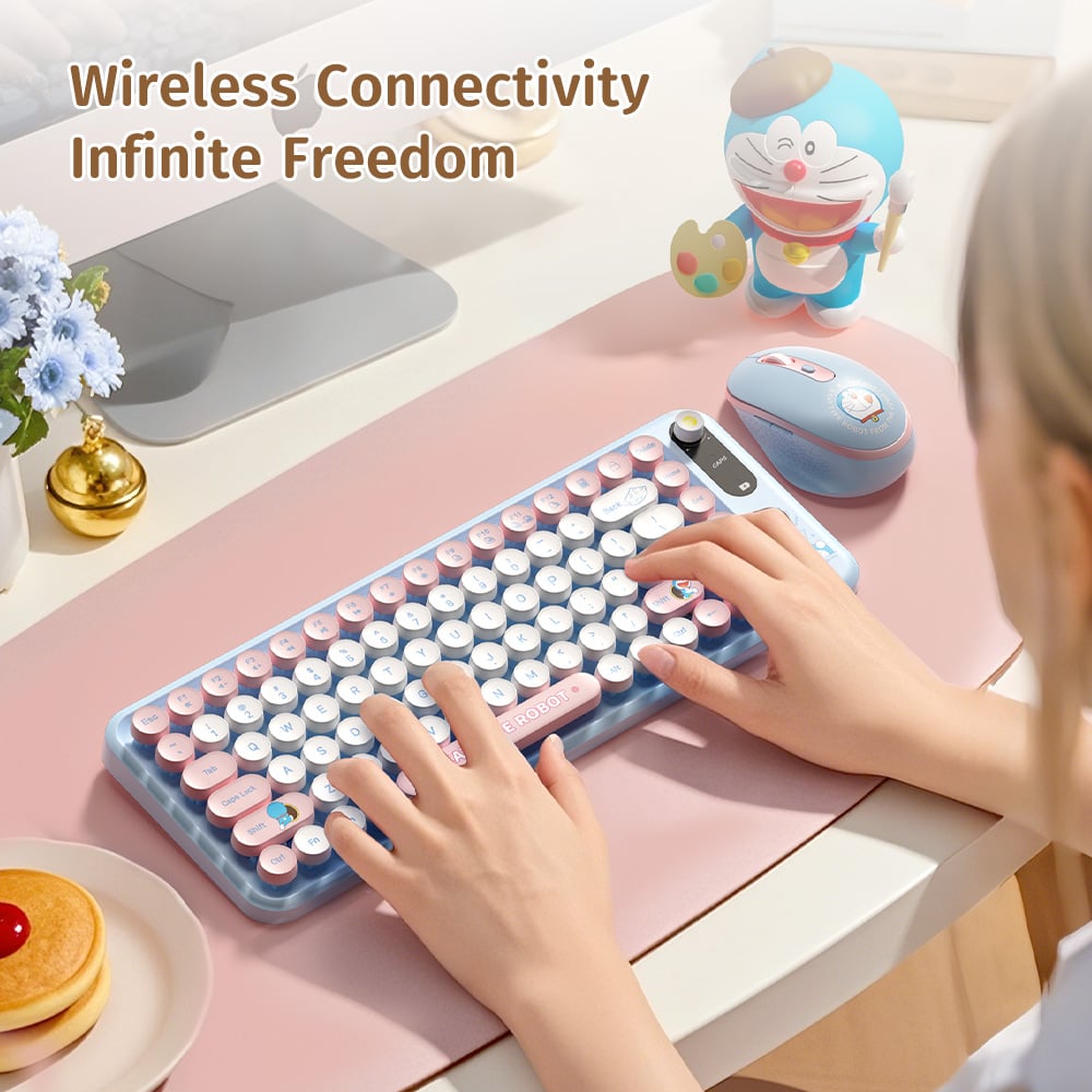 Combo Chuột và Bàn Phím Không Dây ROCK Doraemon J10 (Phạm vi lên tới 10m, 2.4GHz Receiver) - Hàng Chính Hãng
