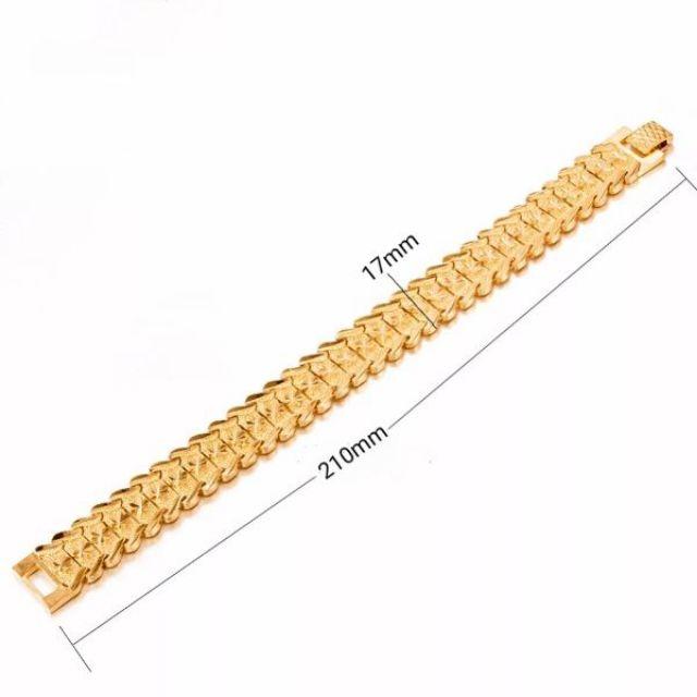Lắc tay unisex họa tiết hoa mai mạ màu vàng