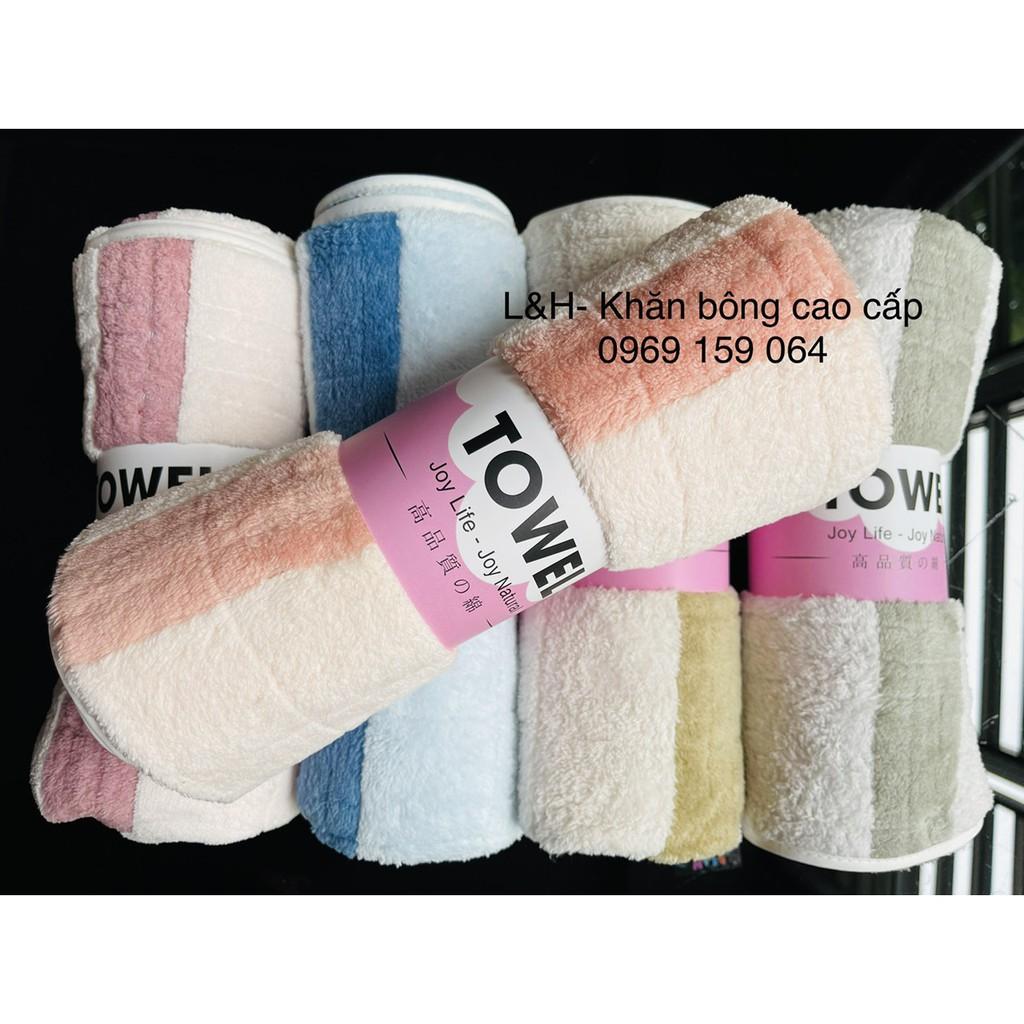 Khăn tắm lông cừu,kẻ viền to, KT 50x100cm