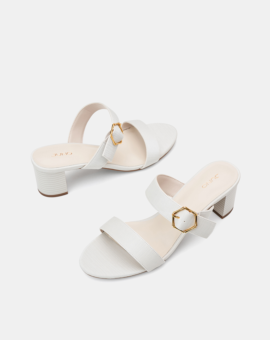 Giày Sandal Nữ 5cm Thời Trang JUNO Gót Vuông Quai Ngang Phối Khóa Trang Trí SD05104
