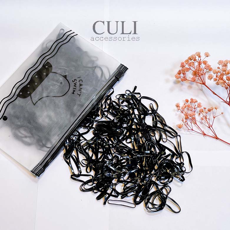 Thun cột tóc, Set 500 thun cột tóc mix màu cho mẹ và bé túi zip tiện lợi - Culi accessories