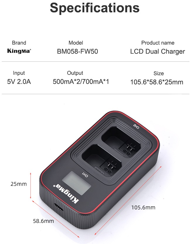 Pin sạc Kingma Ver 3 cho Sony NP-FW50 , Hàng chính hãng