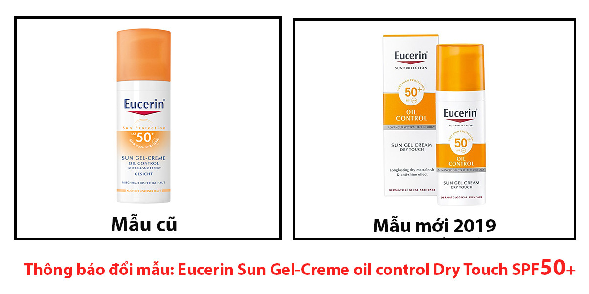 Kem Chống nắng cho da mụn, bị mụn trứng cá Eucerin Sun Gel-Creme oil control Dry Touch SPF50+ 50ml + tặng máy massage mặt ion