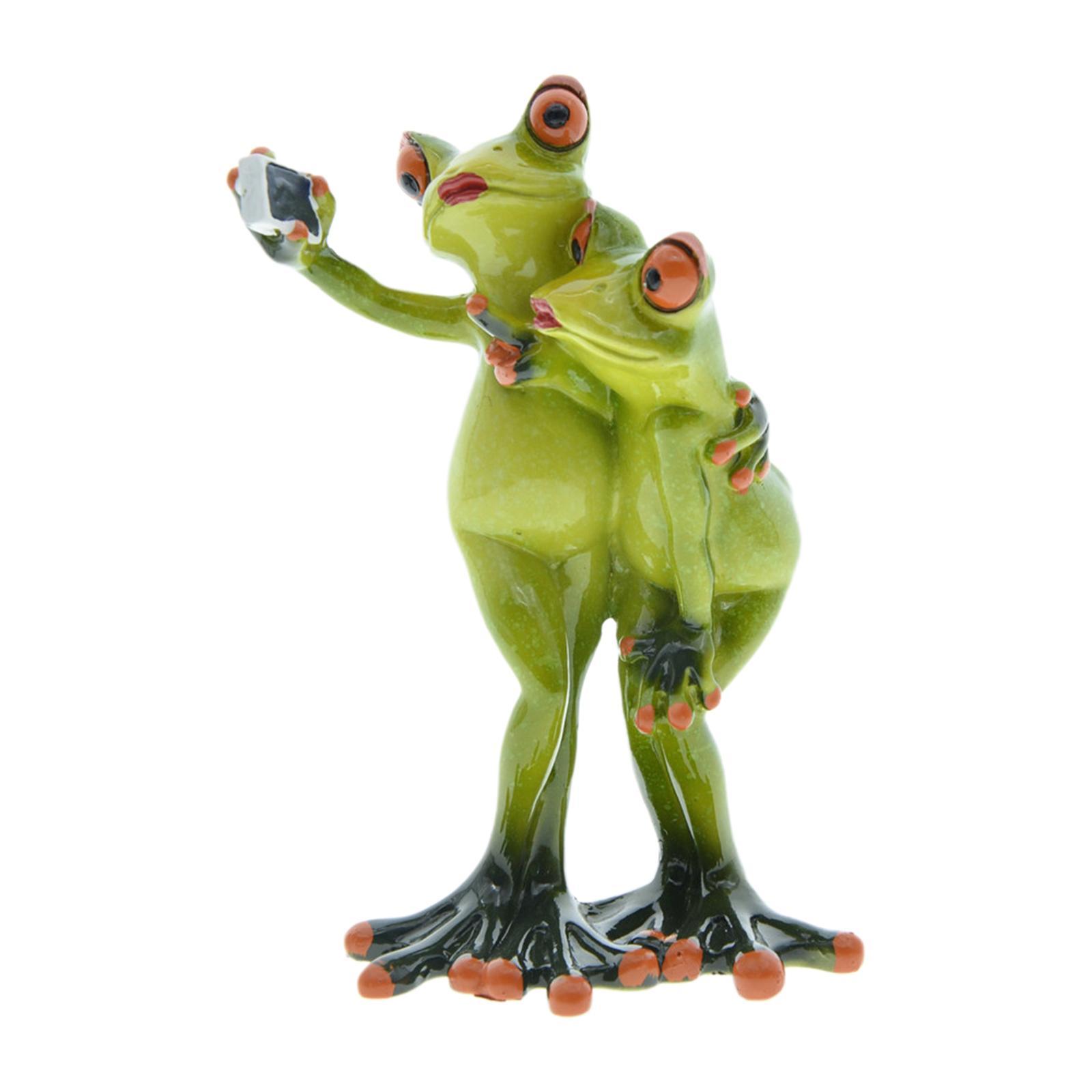 2Pcs Frog Garden Statue Outdoor Patio Resin Figurines Decoration