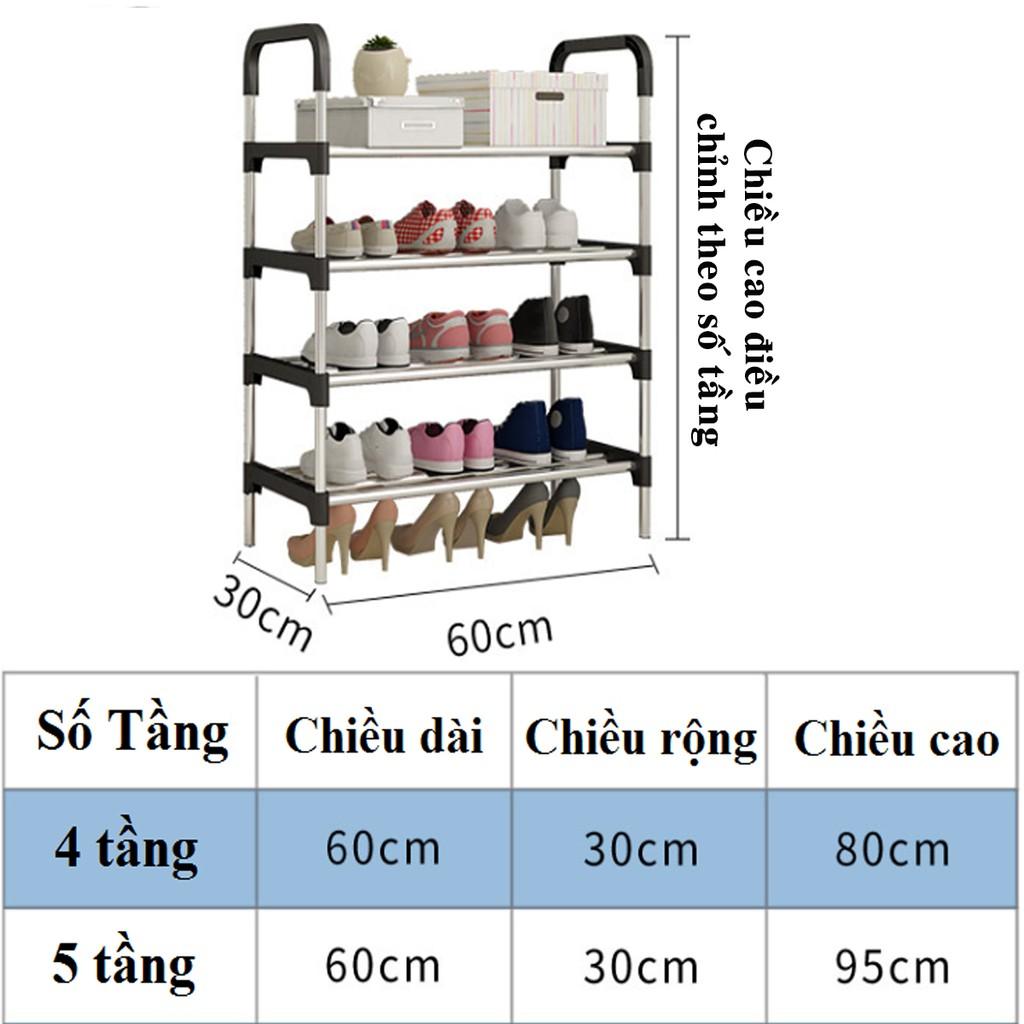 Kệ Để Giày Dép Inox 5 Tầng Cỡ Lớn 4 Thanh Đỡ Rộng 60cm – Chọn Màu - Chính Hãng Amalife, Bộ Giá Inox Để Giày Cao Cấp