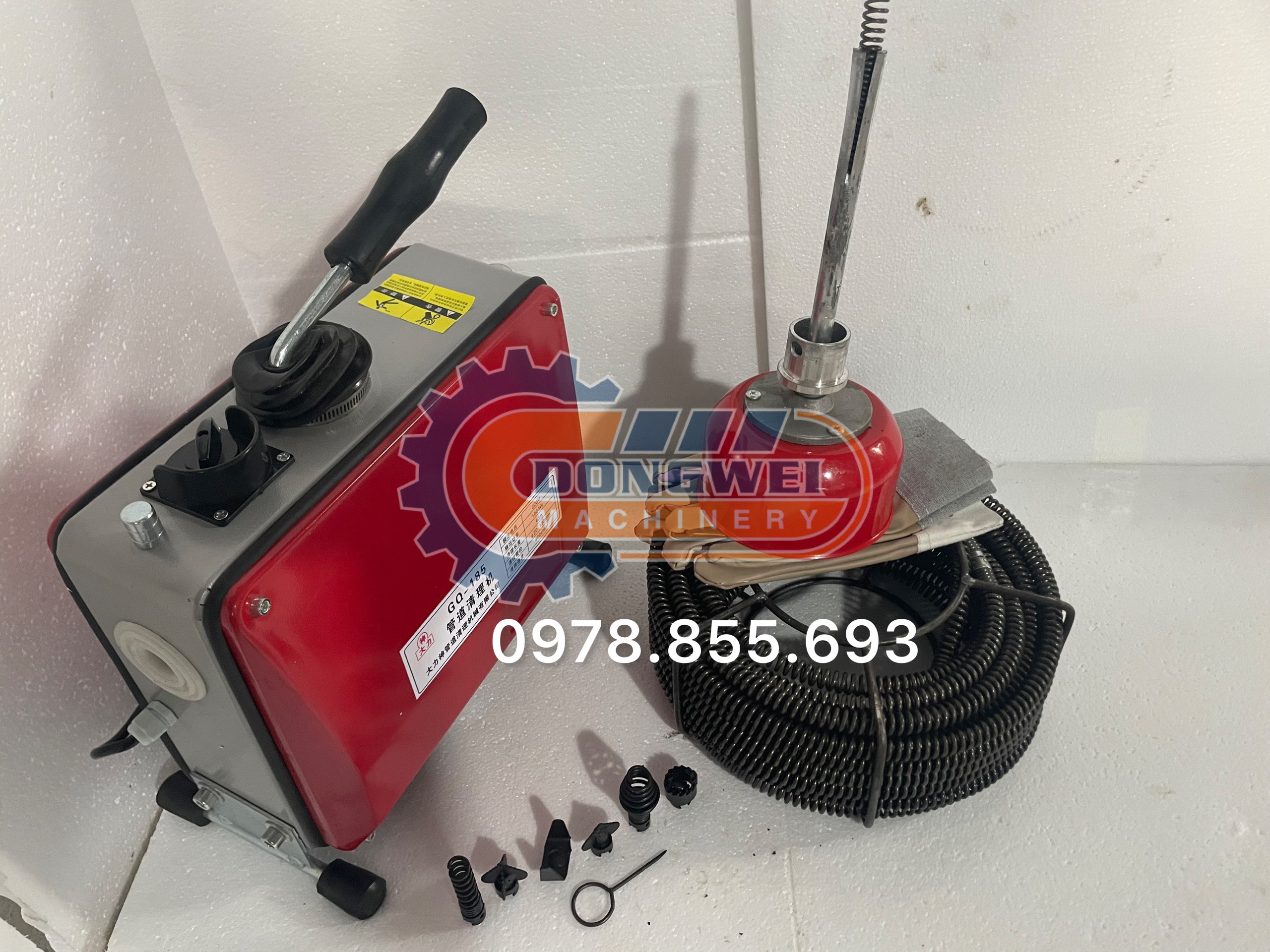 Máy thông tắc cống GQ185_1000w tặng kèm cuộn dây đường kính 16mm dài 15m