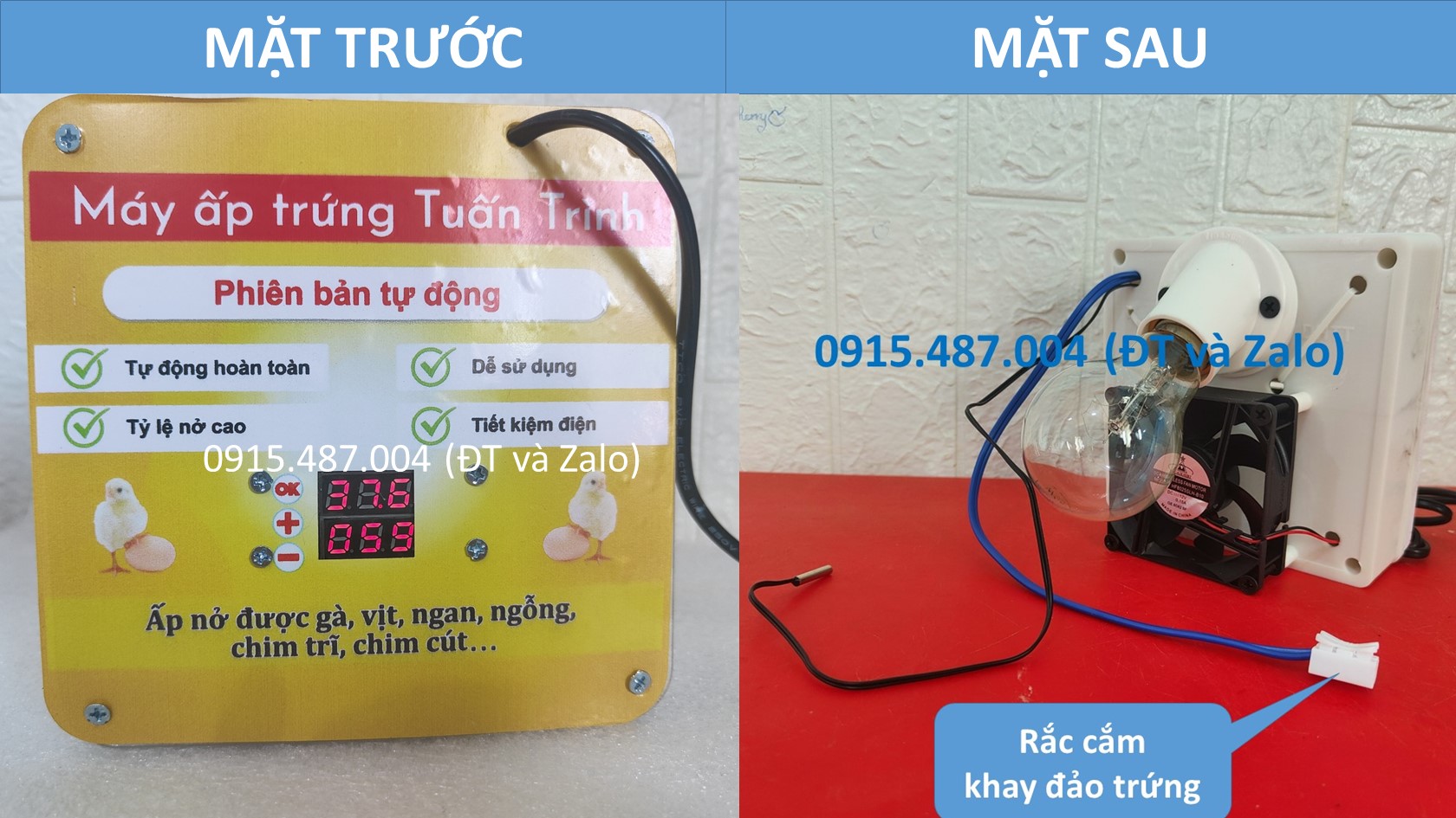 Máy ấp trứng tự động 108 trứng - Tặng kèm pin soi trứng