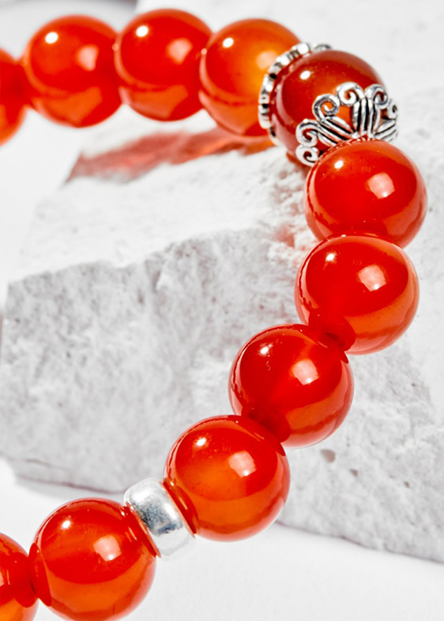 Vòng Tay Phong Thủy Nữ Đá Mã Não Đỏ Phối Charm Cung Hoàng Đạo Song Tử Mệnh Hỏa, Thổ Ngọc Quý Gemstones