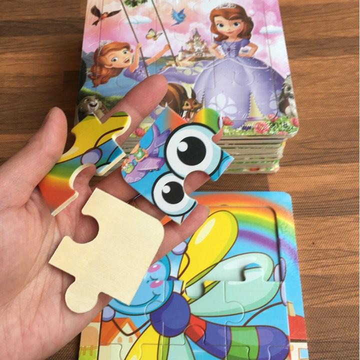COMBO 10 TRANH XẾP HÌNH GỖ PUZZLE 9 MIẾNG CHO BÉ TỪ 2-6 TUỔI