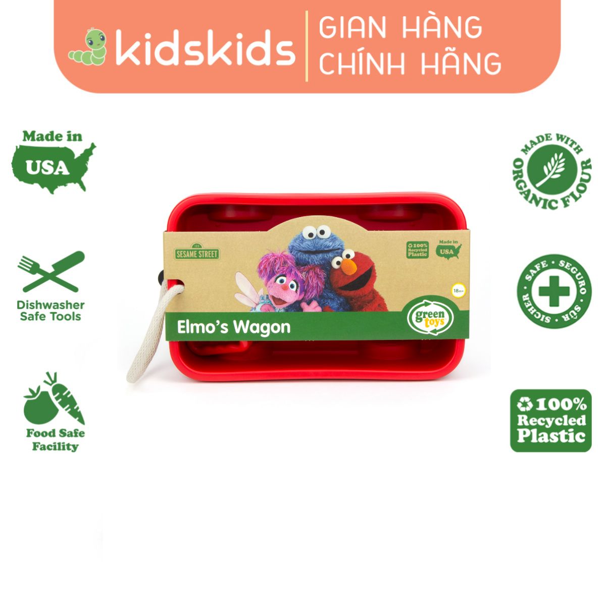 Đồ Chơi Xe Kéo Hàng Elmo’s Wagon Green Toys Cho Bé Từ 18 Tháng