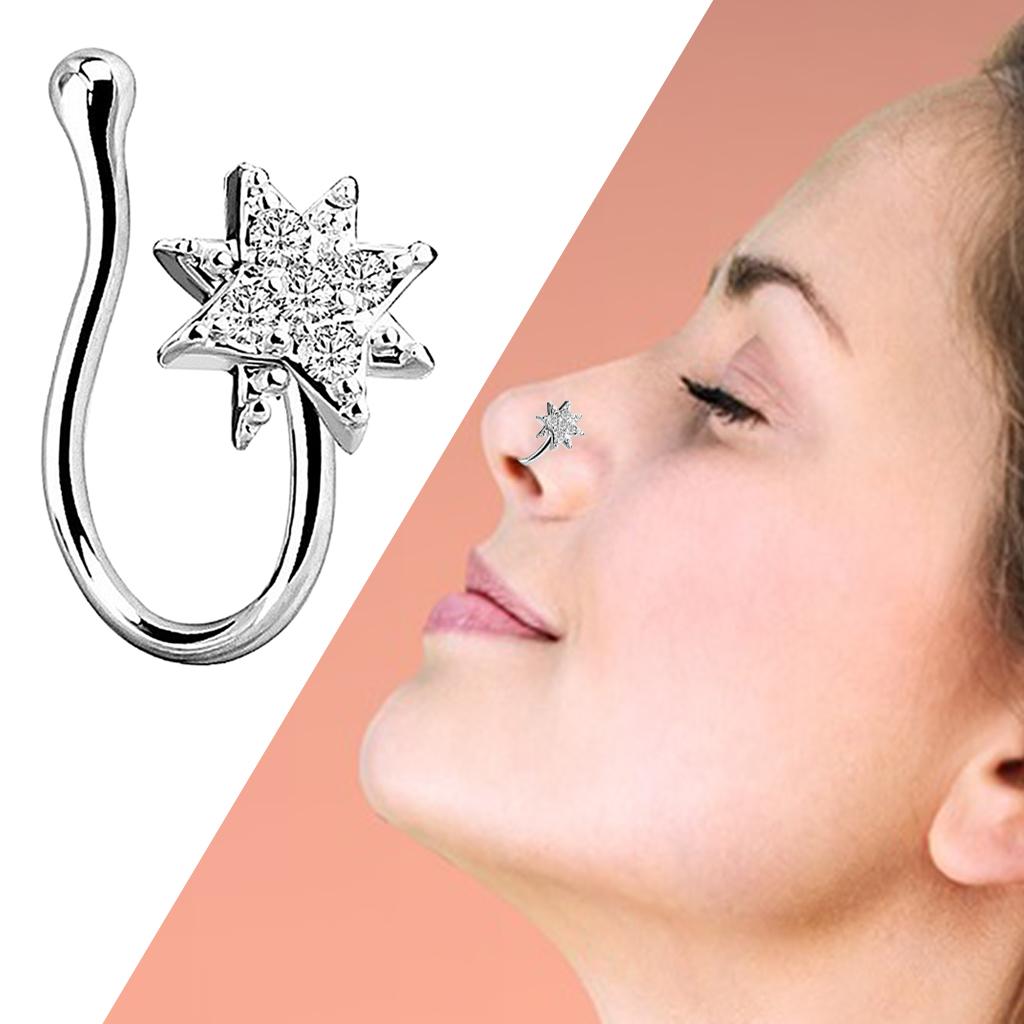 Fake Nose Rings 18G Faux Fake Lip Ear Nose Septum Rings silver