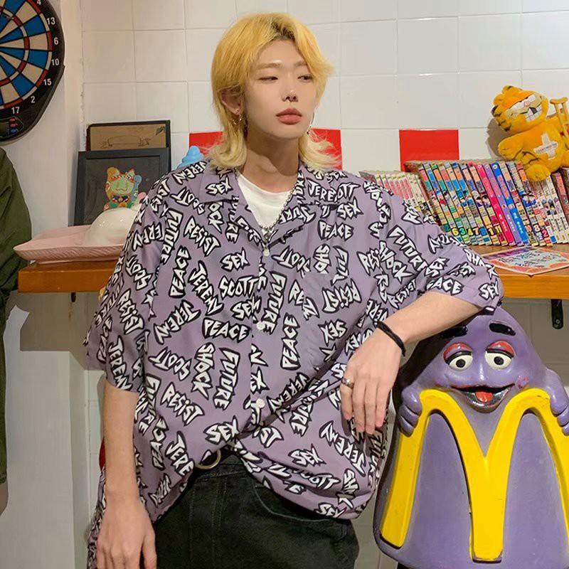 Áo Sơ Mi Ngắn Tay In Họa Tiết Thời Trang Năng Động Cá Tính Dành Cho Nam