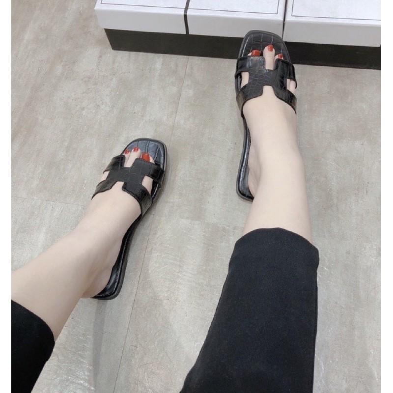 Dép nữ vân cá sấu siêu xinh- dép quai ngang nữ