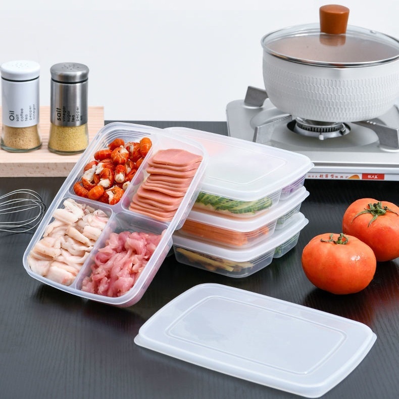Hộp Chia Thực Phẩm 4 Ngăn - Hộp Nhựa Bảo Quản Thịt Đông Lạnh Tiện Lợi
