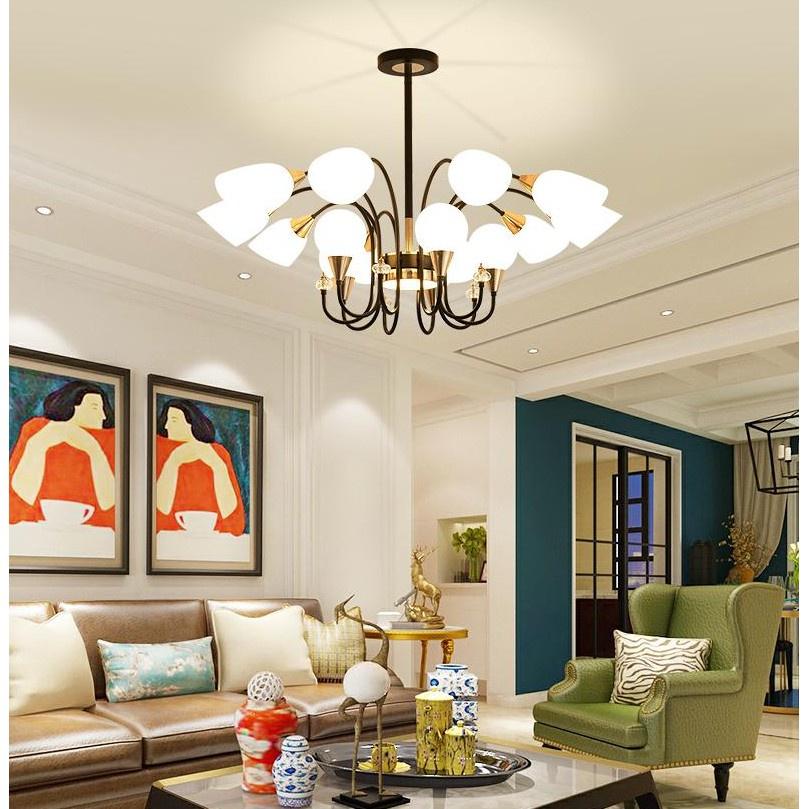 Đèn chùm vintage hiện đại cao cấp 12 , 15 tay kèm bóng led chuyên dụng