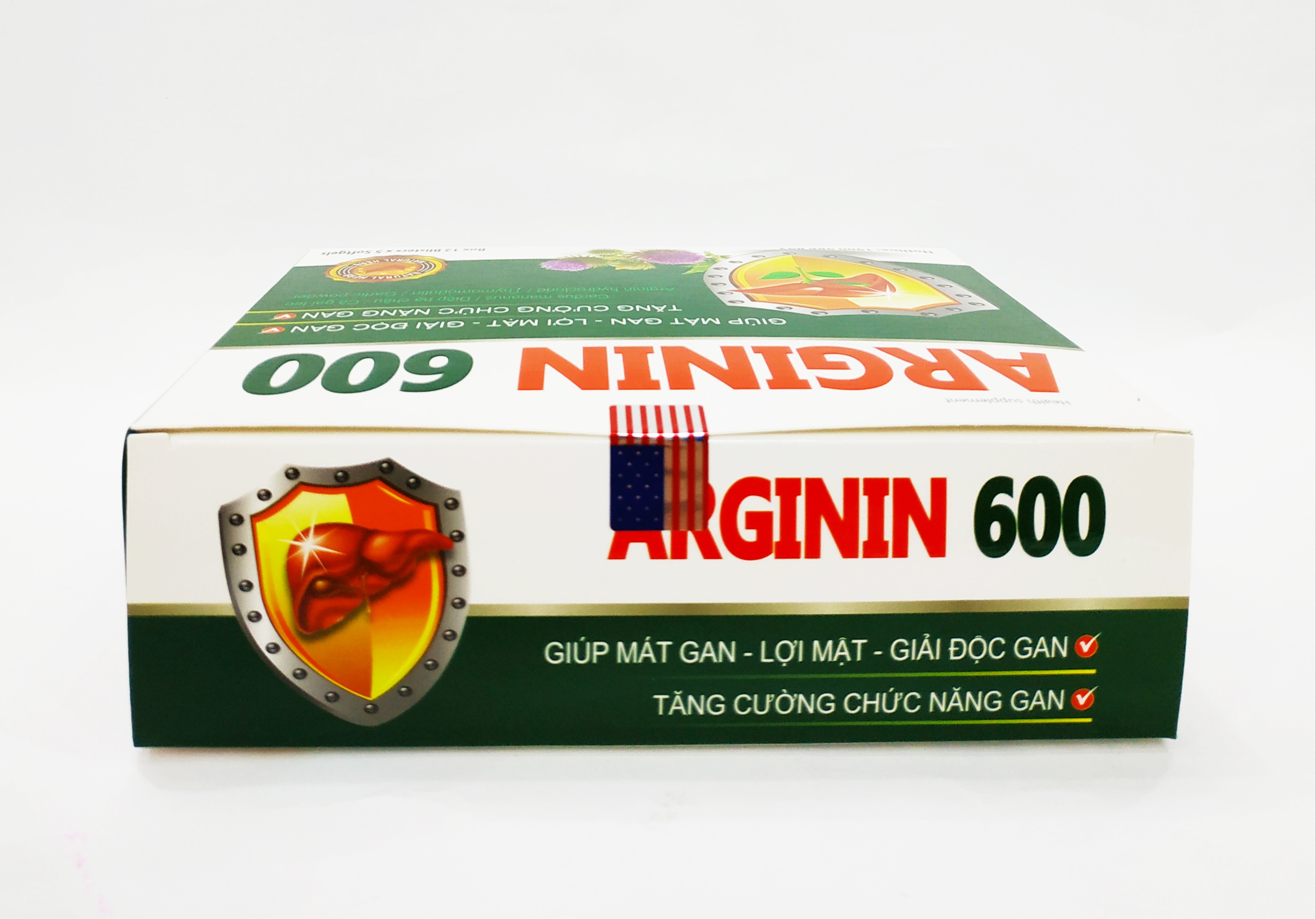 Viên Uống Bổ Gan Arginin 600 - Hỗ Trợ Giải Độc, Bảo Vệ Tế Bào Gan - Giúp Thanh Nhiệt Mát Gan - Hết Lo Nóng Trong, Dị Ứng Mẩn Ngứa, Nổi Mề Đay - Hộp 60 Viên