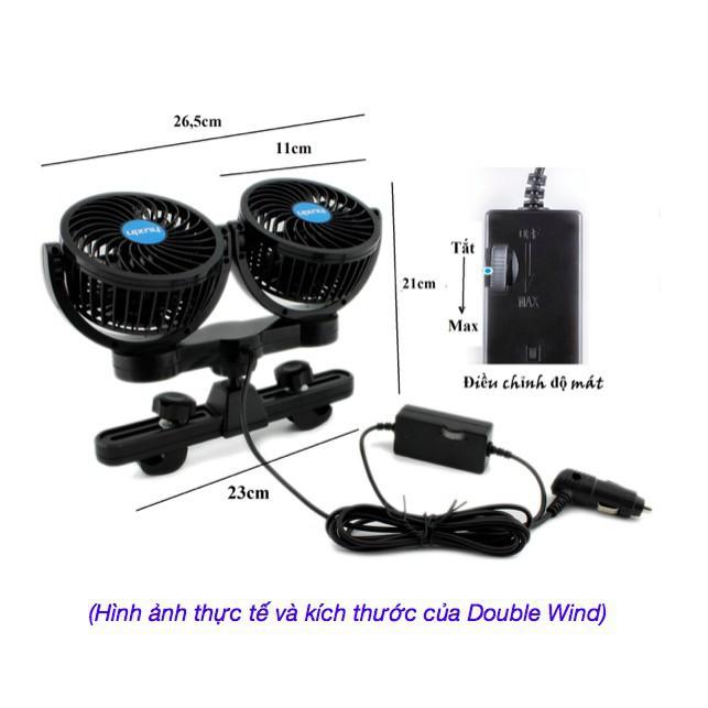 Quạt đôi trên ô tô siêu mát DOUBLE WIND - Phiêu cùng xế yêu! 12v xoay 360 độ