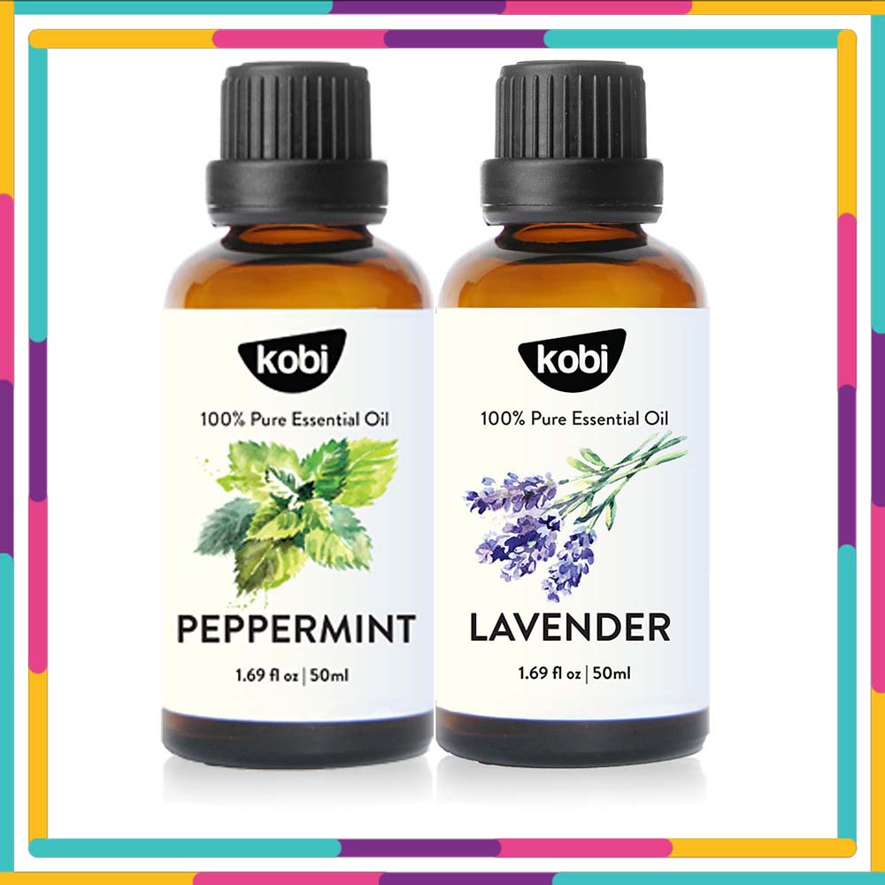 Combo 2 Tinh Dầu Kobi Nhập Khẩu Ấn Độ: Tinh Dầu Bạc Hà + Tinh Dầu Oải Hương - Tinh Dầu Thiên Nhiên Nguyên Chất, Giúp Giảm Stress, Làm Thơm Phòng