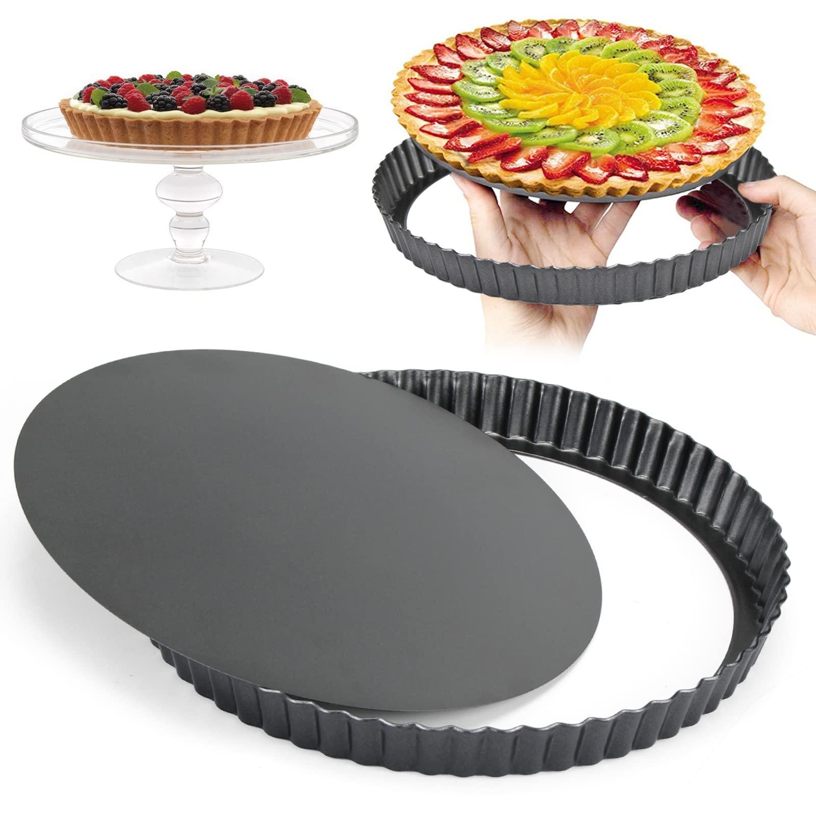 Chảo bánh Tart, Chảo Quiche, Chảo Bánh Tròn, Chảo Tart Răng Cưa Chống Dính Có Thể Tháo Rời, Phủ Chống Dính, Thép Carbon, 22cm