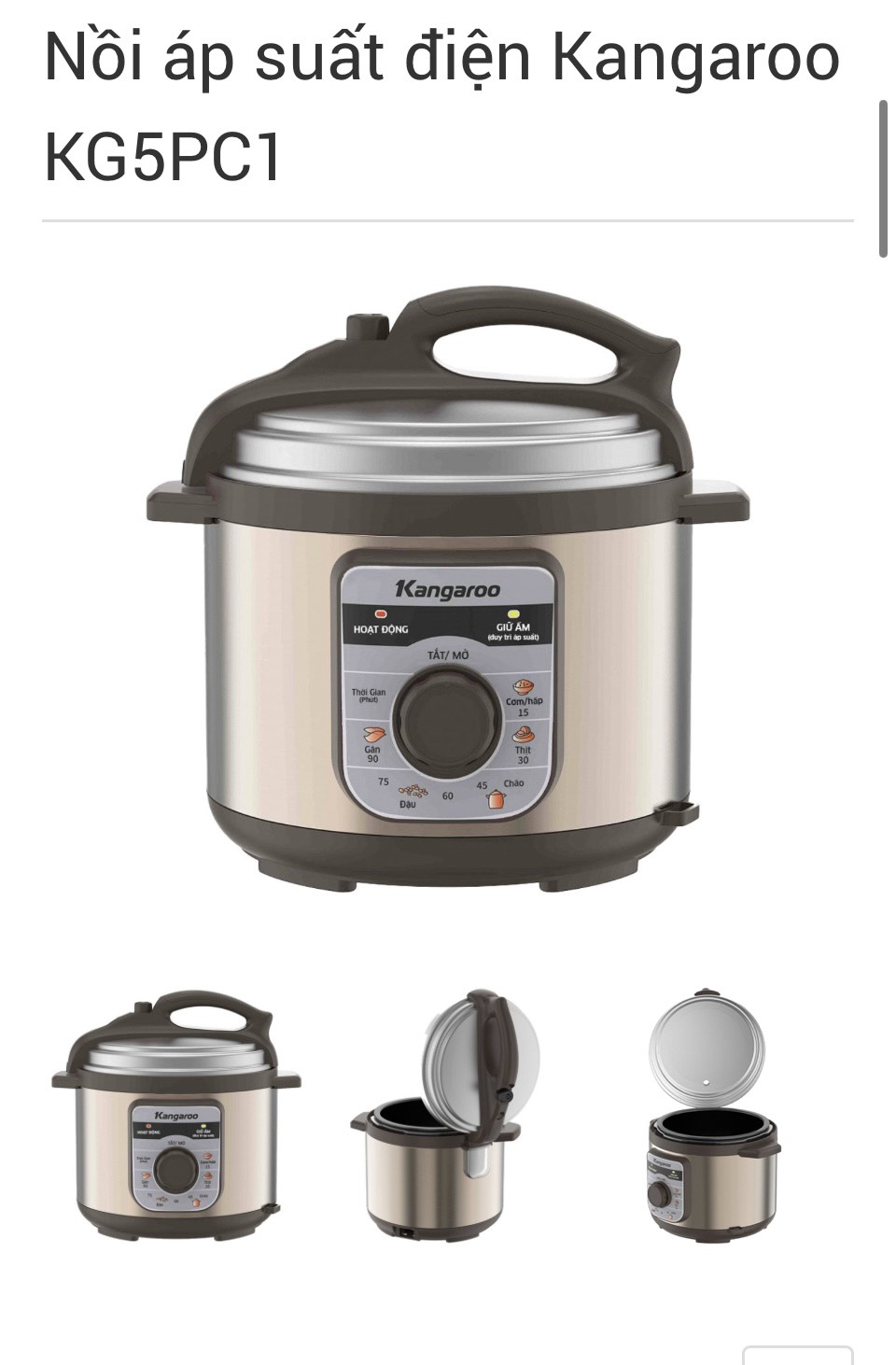 Nồi áp suất điện Kangaroo KG5PC1