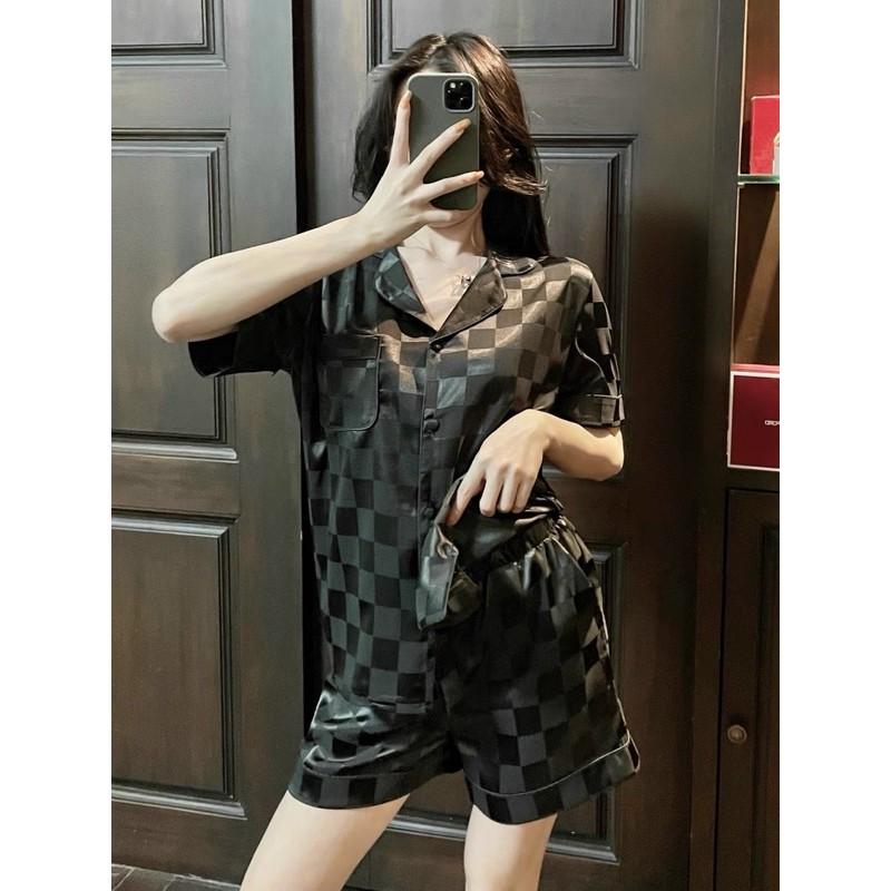 BỘ PIJAMA CỘC ĐÙI Ô TRẮNG ĐEN