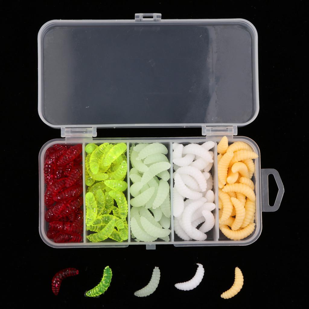125Pcs Maggot Grub Worm Fishing Lures Bionic Grub Shape Baits for Carp