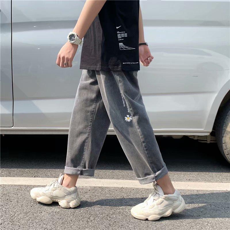 Quần Jeans Ống Đứng Thêu Hoa Thời Trang Cho Nam