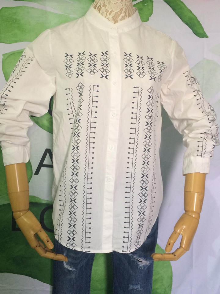 Áo somi họa tiết thân