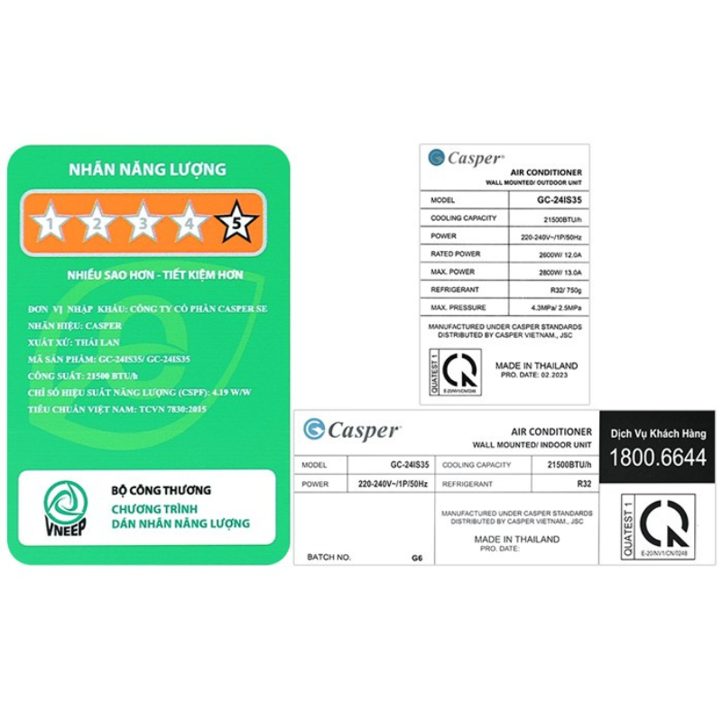 Máy lạnh Casper Inverter 2.5HP GC-24IS35 - Hàng Chính Hãng